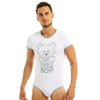 Image of iiniim Mens Adult Baby & Diaper Lover Lingerie Bodysuit Bodystocking Crotch Front Printed Sissy Gay Male Bodysuit Romper Pajamas