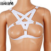 Image of iiniim Women Sexy Bondage Criss Cross Exotic Lingerie Cupless Open Bra Top Hollow Out See Through Cage Upper Body Chest Harness