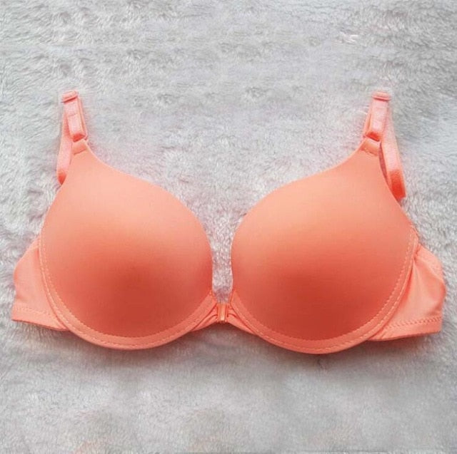new fashion sexy simple push up bra front button candy color A B C cup bras for women underwear brassiere lingerie bralette