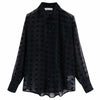 Image of new women fashion dot stitching casual chiffon blouse shirt women long sleeve chic blusas perspective white chemise tops LS3725