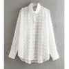 Image of new women fashion dot stitching casual chiffon blouse shirt women long sleeve chic blusas perspective white chemise tops LS3725