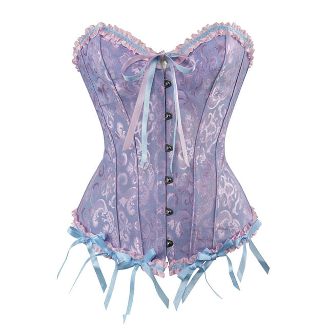 Burvogue Underbust Steampunk Corset Waist Control Gothic Corsets Cincher with Curved Hem Bustiers Embroidery Short Waist Trainer  (13)