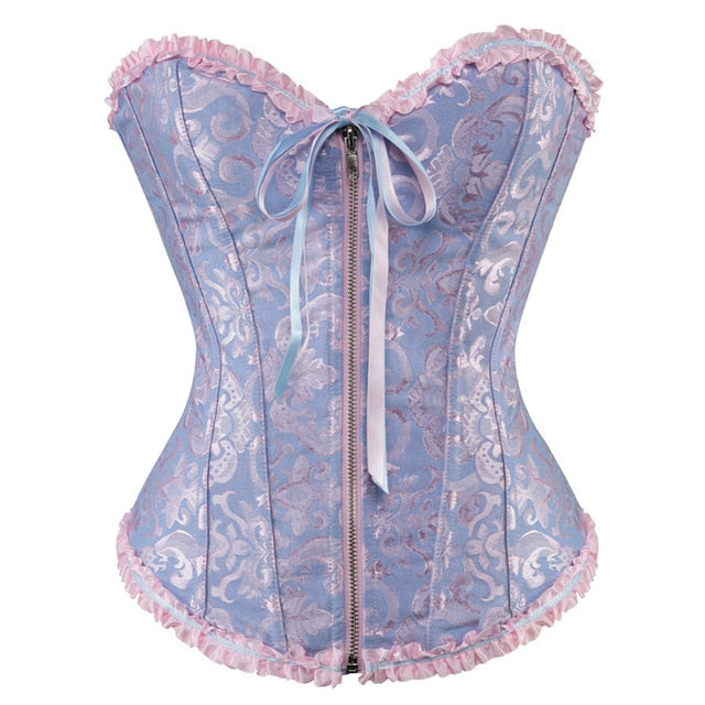 Burvogue Underbust Steampunk Corset Waist Control Gothic Corsets Cincher with Curved Hem Bustiers Embroidery Short Waist Trainer  (13)