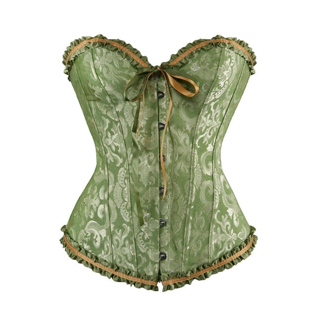 Burvogue Underbust Steampunk Corset Waist Control Gothic Corsets Cincher with Curved Hem Bustiers Embroidery Short Waist Trainer  (13)