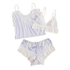 Image of women summer 2019 Sexy Lace Lingerie Bra+Tops+Underwear Set Cut-Out Sleepwear female pajamas set mujer nightie home clothes