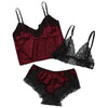 Image of women summer 2019 Sexy Lace Lingerie Bra+Tops+Underwear Set Cut-Out Sleepwear female pajamas set mujer nightie home clothes